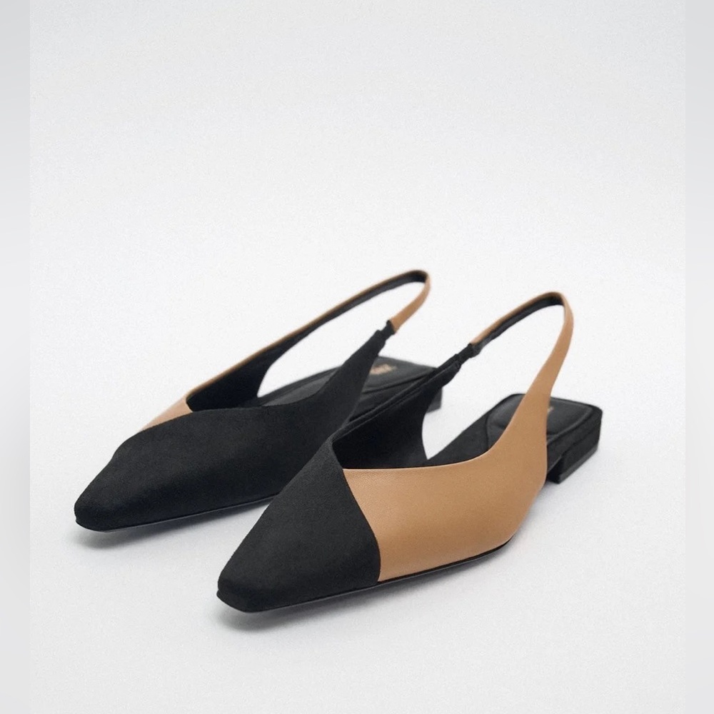 Zara sling back beige and black shoes, size 38 (8)